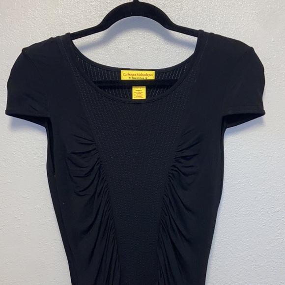 Catherine Malandrino Stretch Cap Sleeve Ruched Little Black Cocktail Dress 4920 - Picture 2 of 8